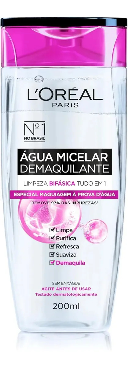 L'Oréal Paris Água Micelar Bifásica Limpeza Facial 200ml