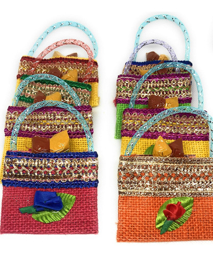 Paquete De 10 Bolsas De Yute Decorativas Hechas Mano De...