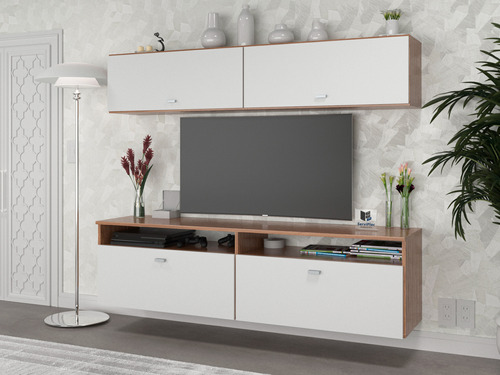 Combo Mesa Tv Rack Flotante + Repisa 1.50 Mts Living Moderno