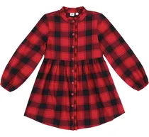 Comprar Vestido Corto A Cuadros Marca Gap Niña, Manga Larga Y Botone