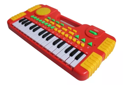 Teclado Piano Infantil Som Animais Da Fazenda Brinquedo vermelho