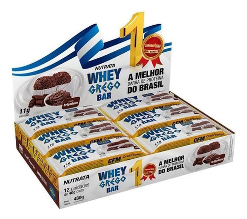 Barra Whey Grego Brigadeiro Nutrata - Display Com 12 Unid