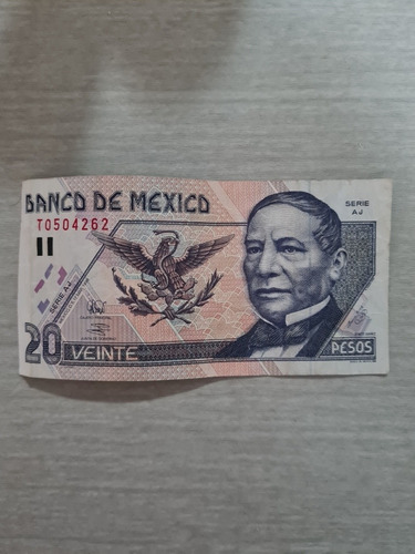 Billete De $20 Benito Juarez, 17 De Marzo De 1998, Serie Aj