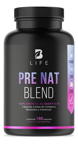 Multivitamínico Prenatal 180 Cápsulas Vitaminas Mujer B Life