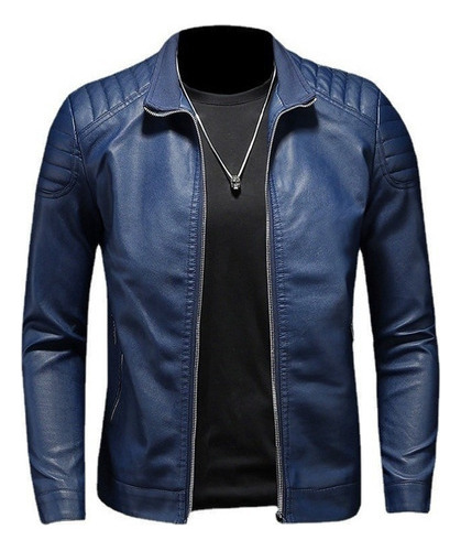 Chaqueta Motera Moderna De Cuero Ajustada For Hombre