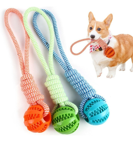 Juguete para la dentición de mascotas, cuerda, pelota, mascota interactiva, pestic, color naranja