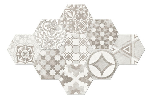 Revestimiento Ceramico Hexagonal Versalles Gris Mix 20x23 