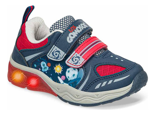 Imagen 1 de 8 de Tenis Con Luces Niwer Azul Para Niño Los Gomosos
