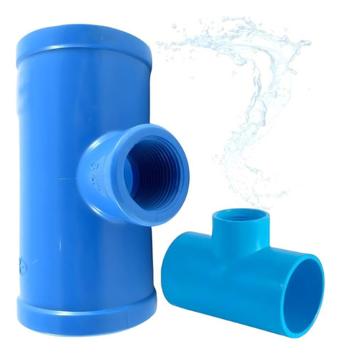 Kit 2 Conexão Te Soldável Pvc Azul Irrigação 75x1 Mm