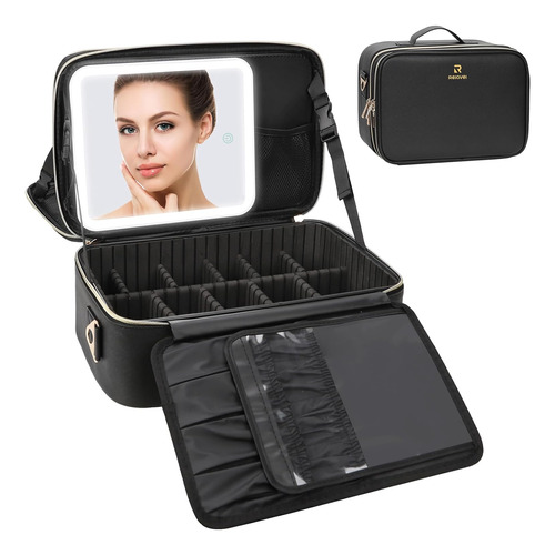 Relavel Makeup Bag With Led Mirror, Makeup Case With Ligh...