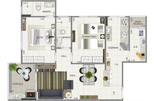 Imagem 2 de 6 de Apartamento, 2 Dorms Com 66.98 M² - Caiçara - Praia Grande - Ref.: Jpz44 - Jpz44