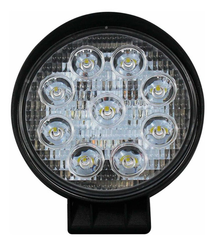 Kit 10 Farol Milha Led Uni 12v 24v 27w 9 Leds 6000k Redon