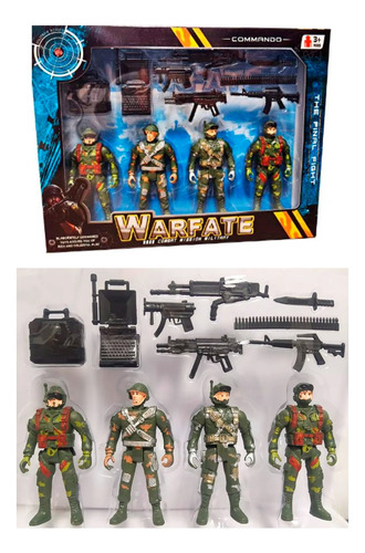 Set Fuerza Militar 4 Soldados Military Armas Ametralladora