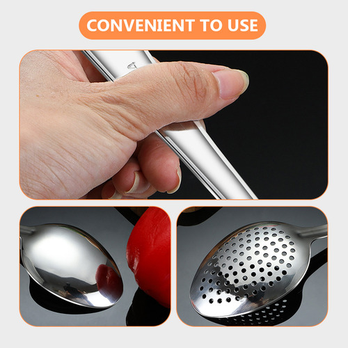 Utensilio Ranurado Portátil De Acero Inoxidable Con Cuchara