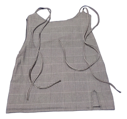 Vestido Elastizado Tipo Jumper Cuadriller Gris Negro Y Bl