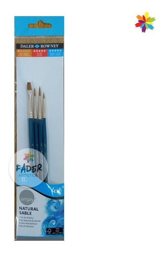 Daler Rowney Set Pinceles Pelo Natural De Marta X 4