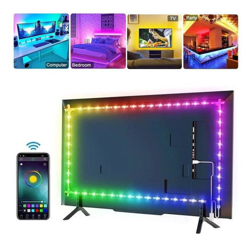 Fita Led P/ Tv Smartv Rgb Usb Com App Para Sala Quarto 5m