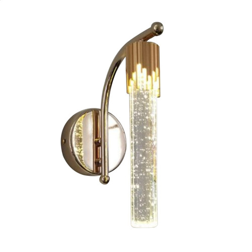 Arandela Dourada Filete Tubo De Cristal Led Para Sala Quarto Cor Dourado Bivolt