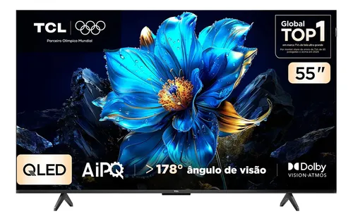 Smart TV TCL 55 Polegadas QLED 4K  P7K WiFi Bluetooth Google TV HDR10+ Dolby Atmos Dolby Vision 55P7K