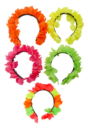 Vincha Corona Flores Fluo X 6 Cotillon Carioca Colores