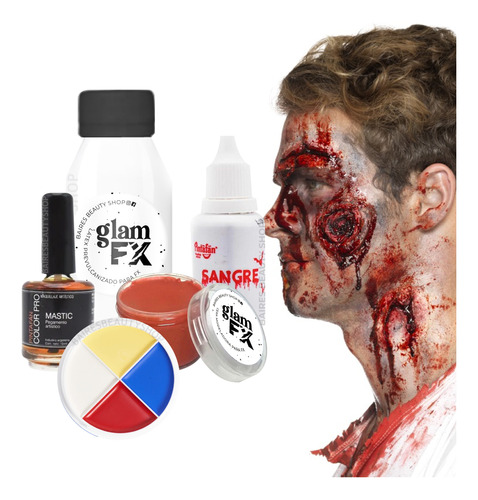 Kit Fx Maquillaje Efectos Especiales Piel Sangre Latex