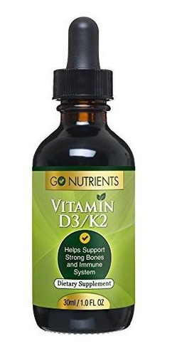 Vitamina D3 K2 Líquida Gotas - Salud De Huesos Y Corazón - Absorción