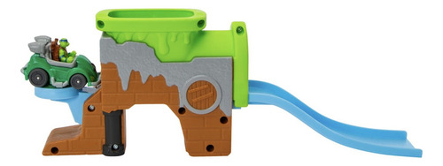 Carro Tortugas Ninja Mutant Mayhem Set Pista Lanzadora Color Verde
