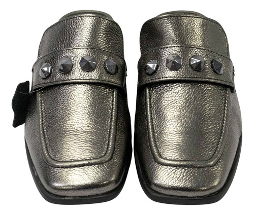 Mule Bottero 354208 Mariane Couro Metalizado Roma Onix