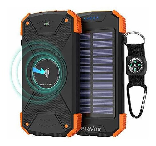 Solar Power Bank, Qi Cargador Inalámbrico 10,000mah Paquete 