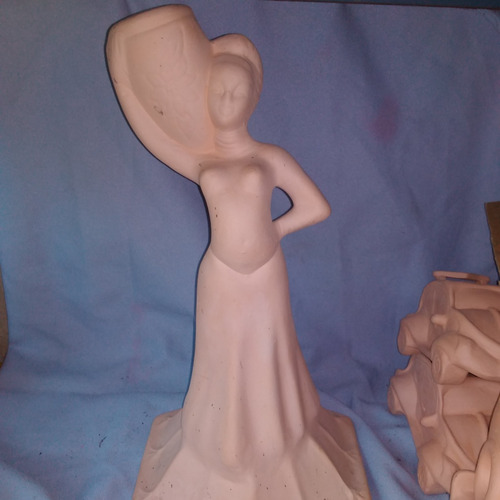 Estatua Cerámica Negras Africanas 50 Cm 50x16 Cm