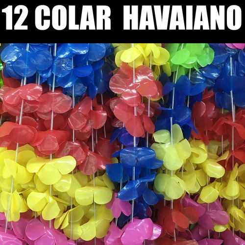 12 Colar Havaiano Plástico Carnaval Coloridos Festa Tropical