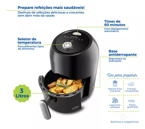 Fritadeira Air Fryer Britânia BFR30 Antiaderente 3L 1000W - Loja