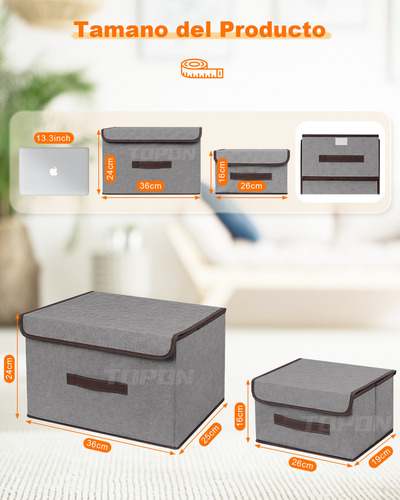 Cajas Organizadoras 8 Unidades De Tela Plegable C/ Tap Topon