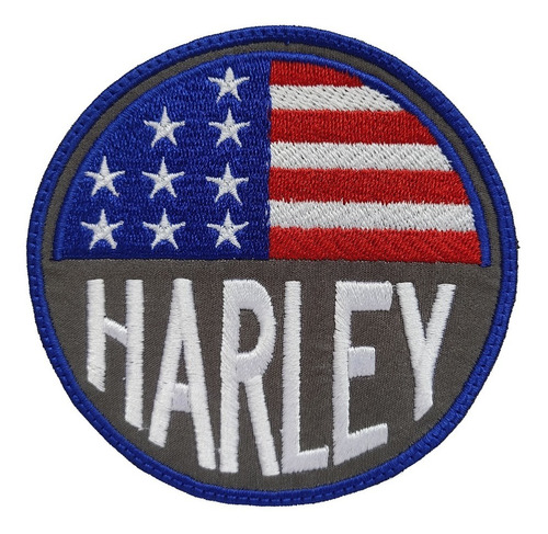 Parche Bordado Harley Con Bandera Estados Unidos Circular