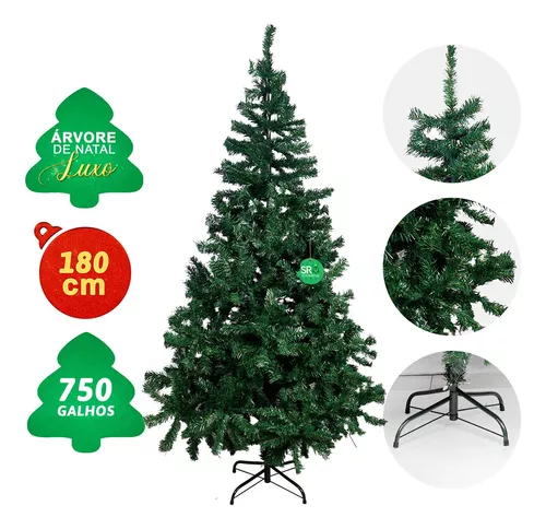 Árvore De Natal Grande Artificial Luxo 180 Cm Cheia