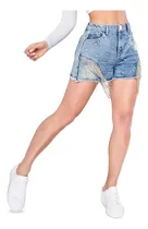 Comprar Short Mezclilla Mujer Seven Cintura Alta Rasgado Brillantes