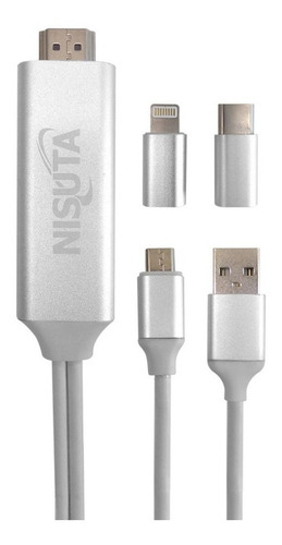 Conversor Mhl 3 En 1 Hdmi Micro Usb Tipo C Lighting Smart