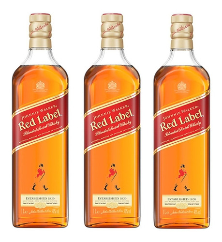 3 Whisky Johnnie Walker Red Label 1 Litro A Pronta Entrega