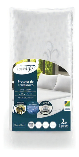 Protetor De Travesseiro Impermeável Jacquard Lynel 50cmx70cm Cor Branco