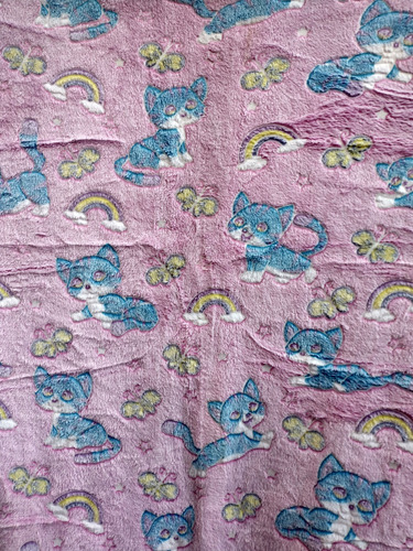 Frazada Manta Magica Luminosa Infantil Corderito Fluor 1 1/2 Gatitos Rosa