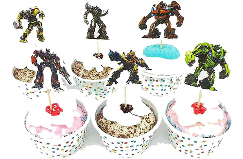 Ziyziiy Transformers - 24 Decoraciones Para Cupcakes - Trans