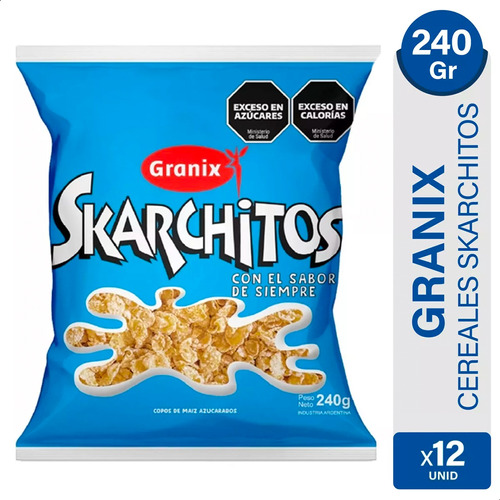 Cereal Skarchitos Copos De Maiz Azucarados Granix - Pack X12