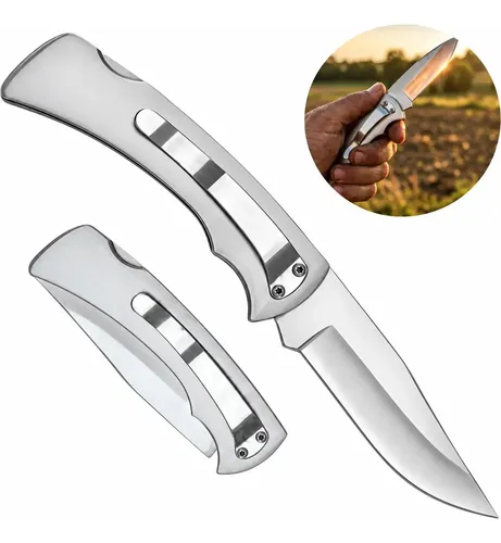 Canivete Inox Pescaria Caca Com Trava Estilo Zebu Bondu Inox