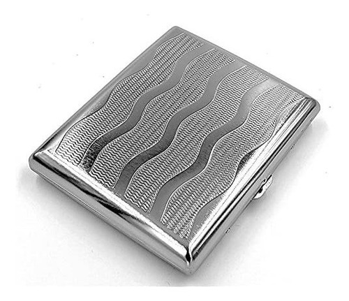 Estuche De Metal Vintage Para Cigarrillos Ocean Silver