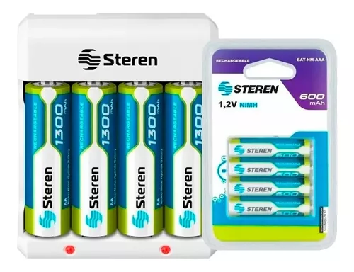 Paquete de 4 pilas recargables AA Steren NiMH 1300 mAh