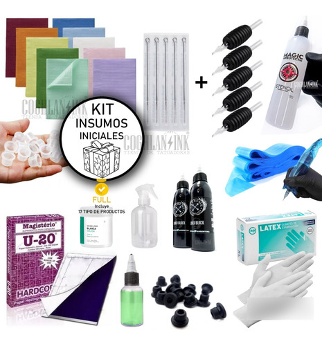 Imagen 1 de 1 de Kit Tattoo Insumos Iniciales Full + Listo Para Tatuar Seguro