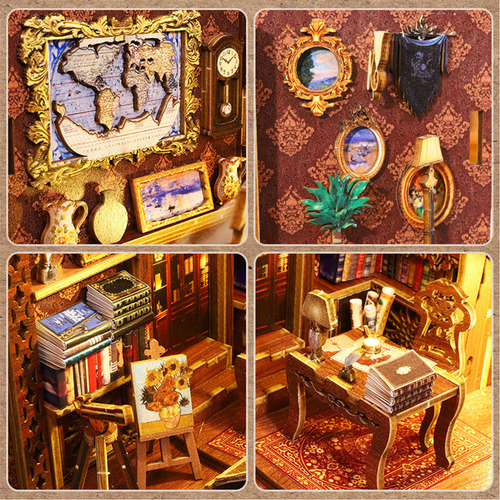 Kit De Rincón De Libros De Madera 3d Para Estantería