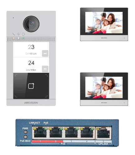 Kit Video Portero Ip 2 Departamentos Hikvision Full Hd