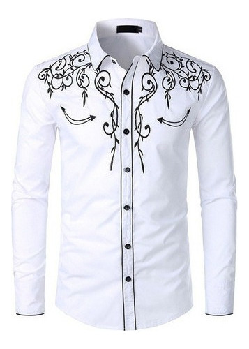 Camisa Vaquera De Estilo Vaquero Para Hombre, Bordada, Delga