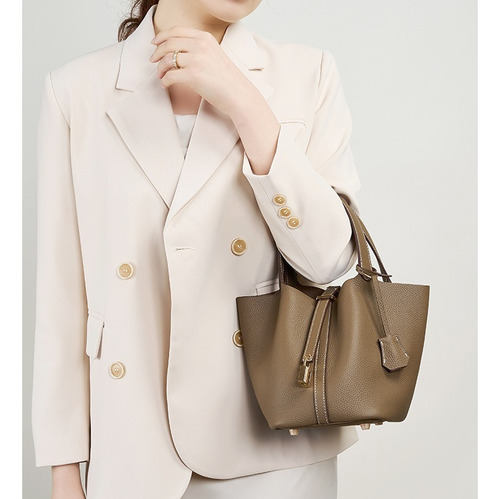 2024 Bolso De Mujer Portátil Cuero Genuino Bolso Tipo Cubo